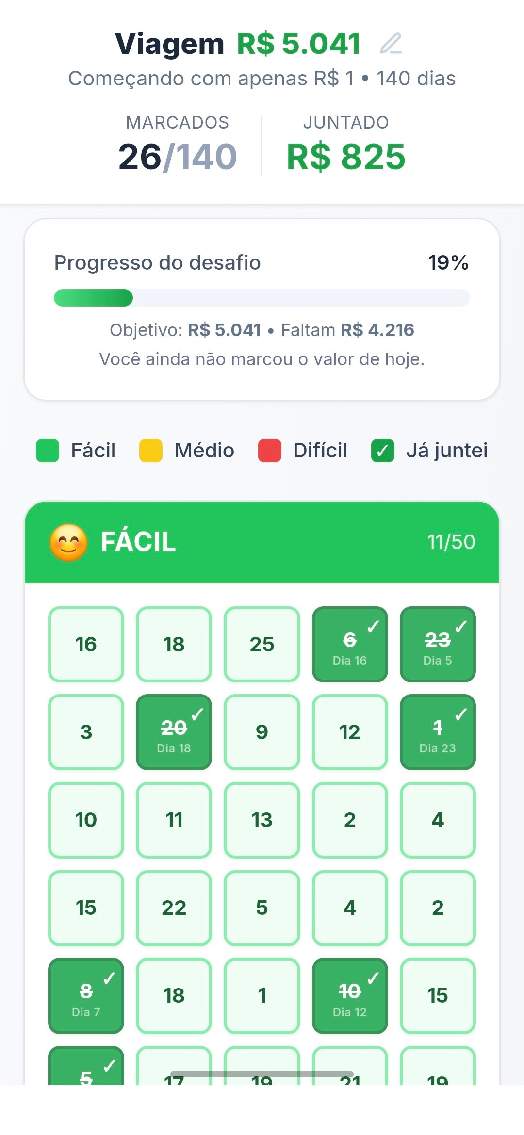 Tela do nível Fácil do Bora Juntar com os menores valores